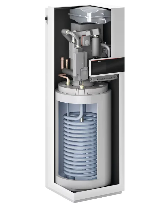 Viessmann Vitocal 250-A Compact – Schnittansicht mit integriertem 190-Liter-Warmwasserspeicher